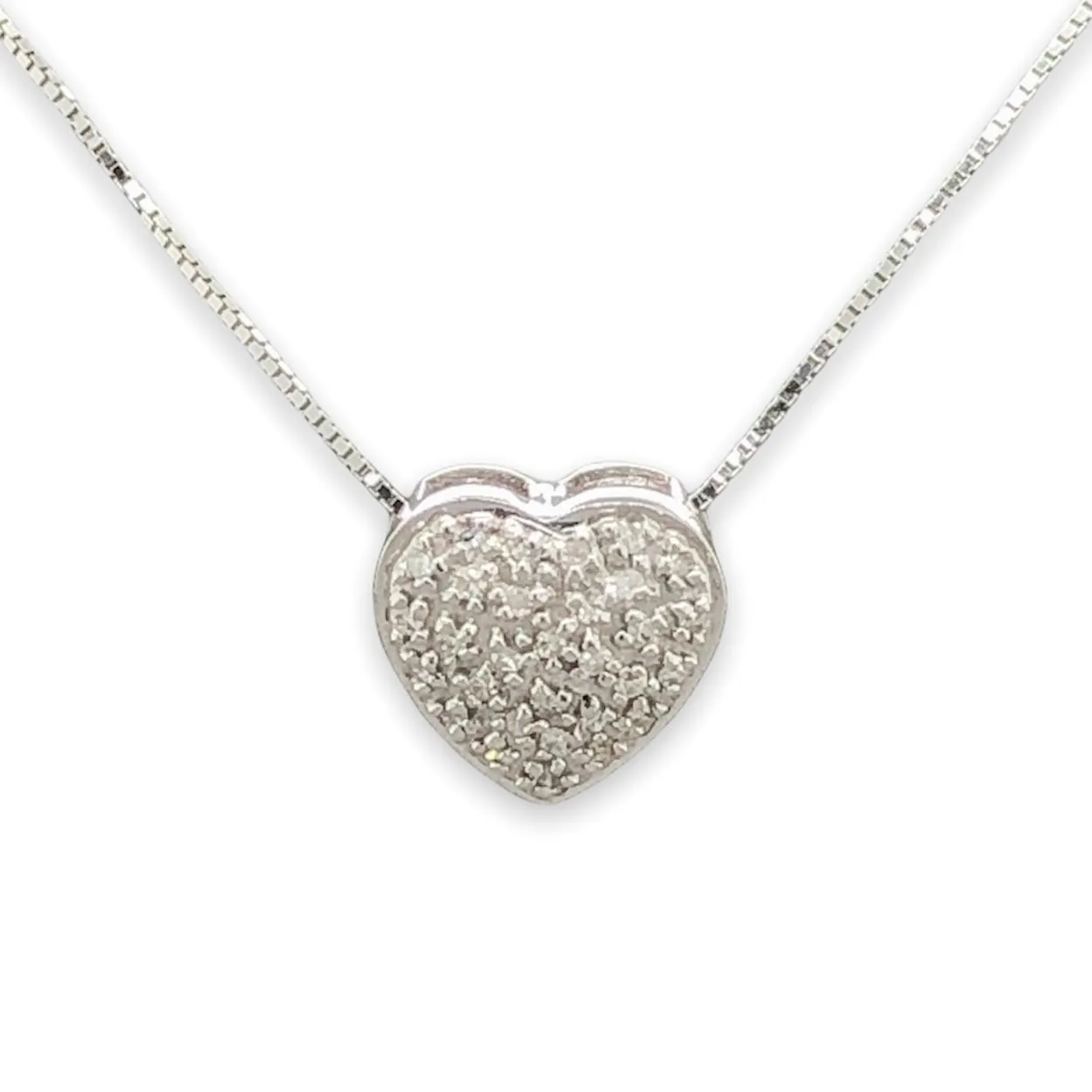 14K W Gold 0.10cttw Diamond Heart Pendant