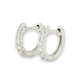 14K W Gold 0.30ctw Small Diamond Hoop Earrings