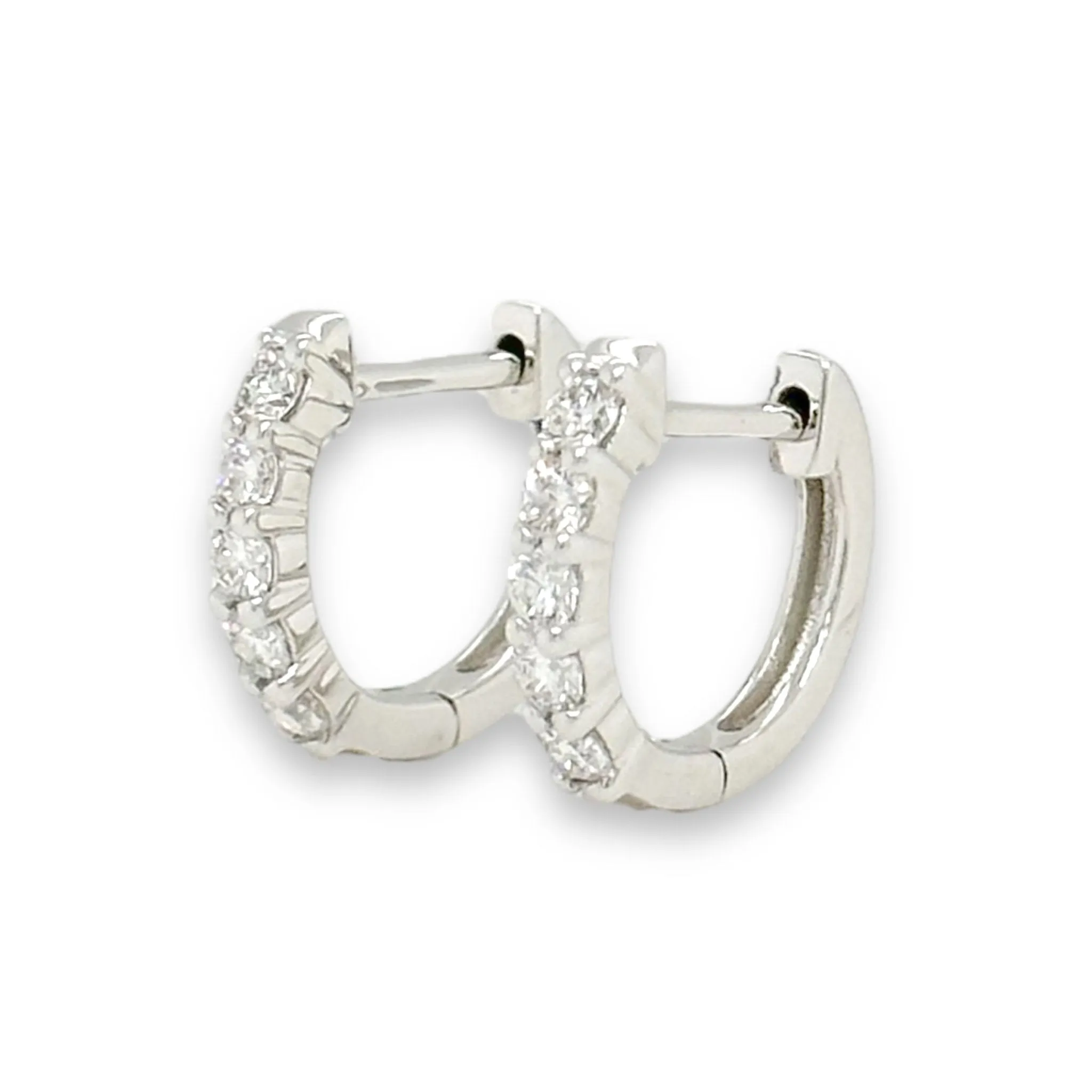 14K W Gold 0.30ctw Small Diamond Hoop Earrings