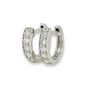 14K W Gold 0.35ctw Small Diamond Hoop Earrings