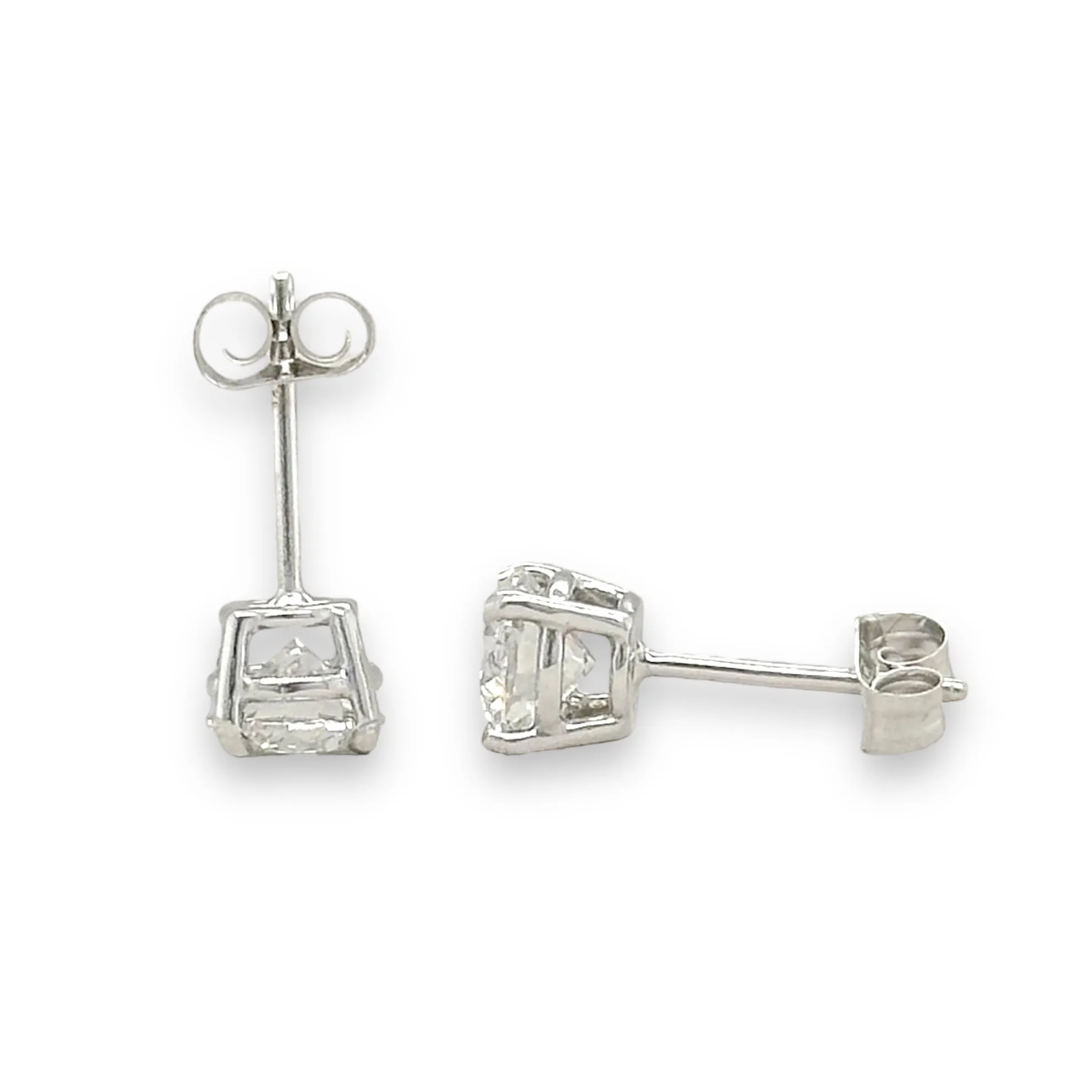 14K W Gold 1.14cttw E/VVS2 Lab-Created Diamond Stud Earrings IGI #577370696 & #583325050