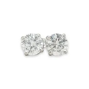 14K W Gold 1.14cttw E/VVS2 Lab-Created Diamond Stud Earrings IGI #577370696 & #583325050