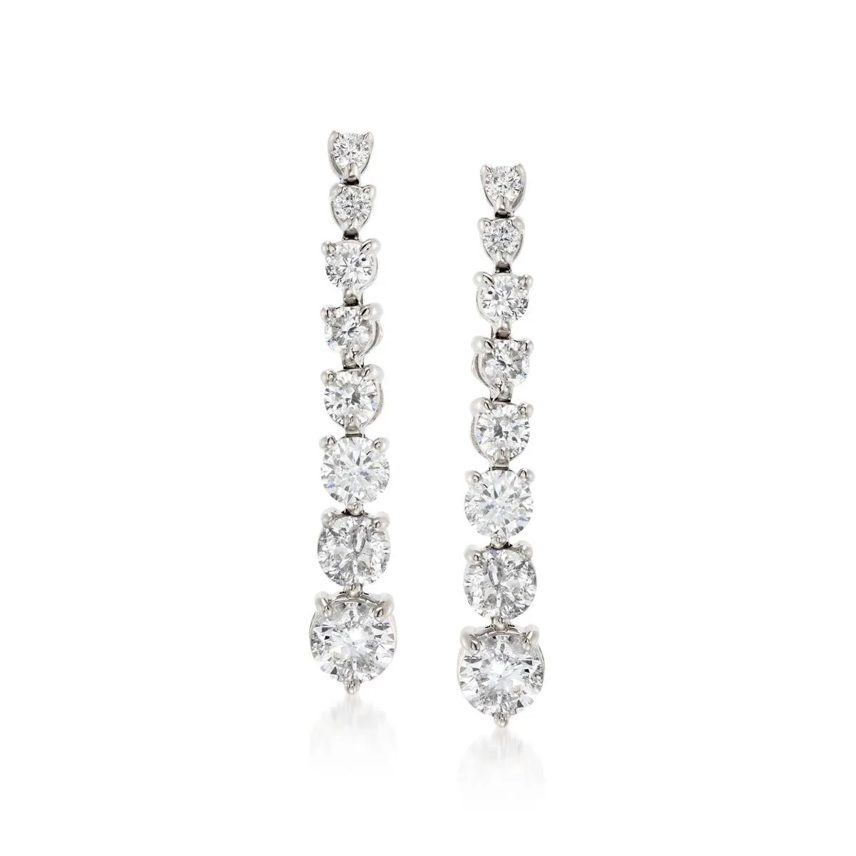 14K W Gold 2.15cttw Graduated Diamond Drop Earrings