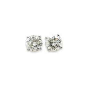 14K W Gold 5mm 1.00ctw I/I1  Diamond Stud Earrings