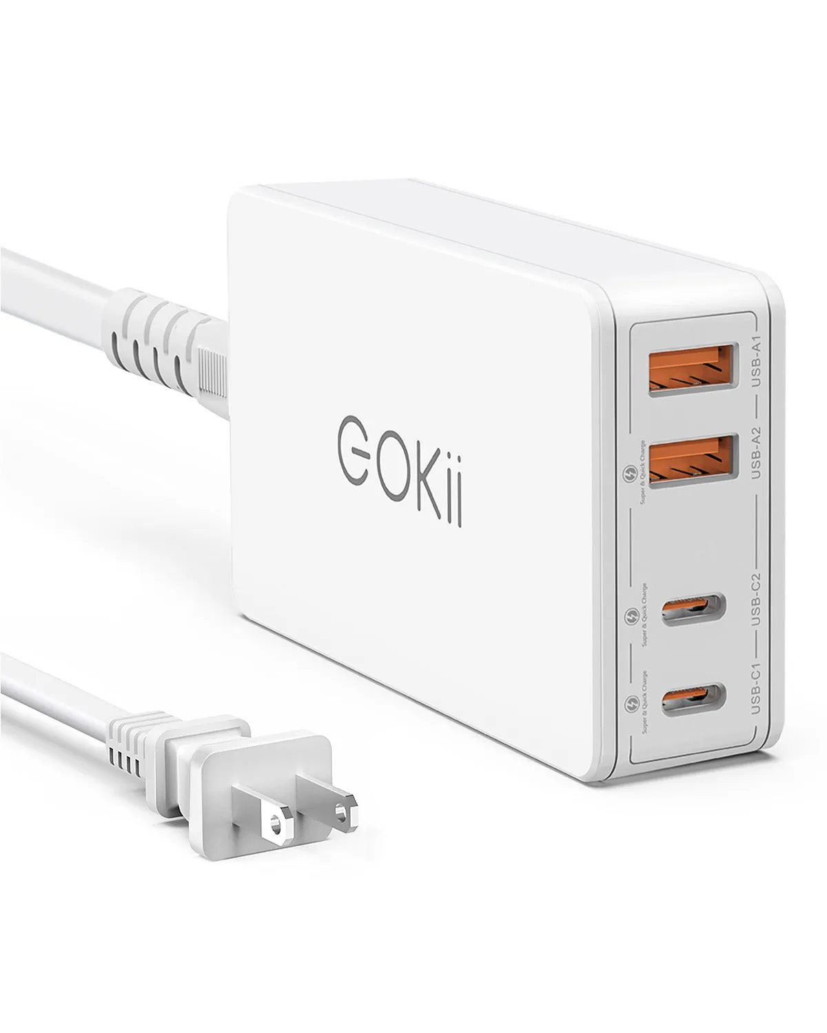 2-Pack Eokii 78W 4-Port PD Fast USB C Wall Charger