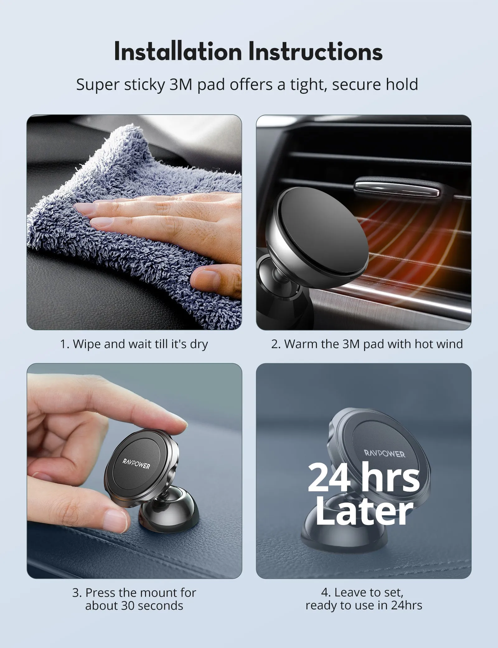 3M Adhesive Magnetic Car Phone Holder