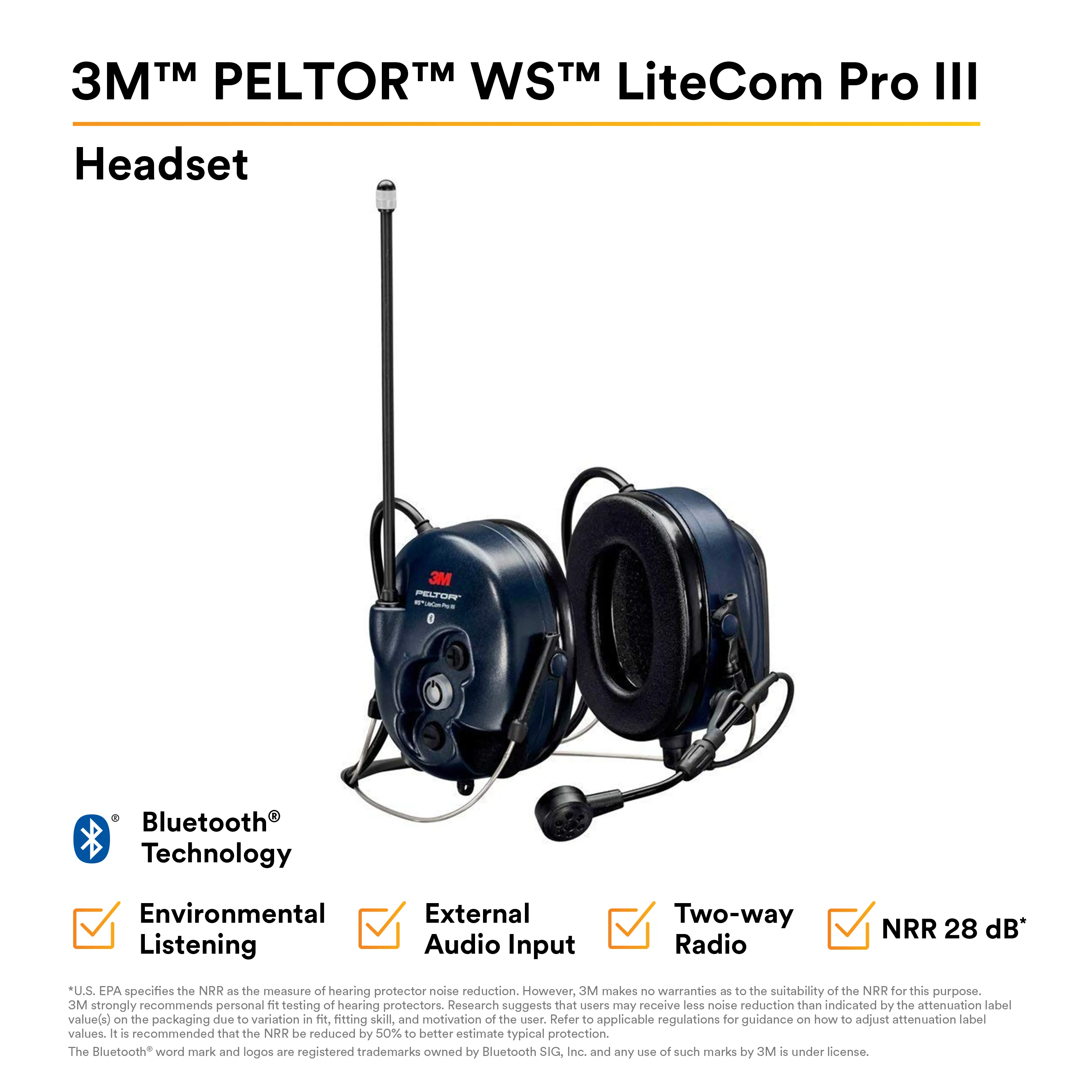 3M PELTOR  WS LiteCom PRO III Headset - Neckband - MT73H7B4D10-NA