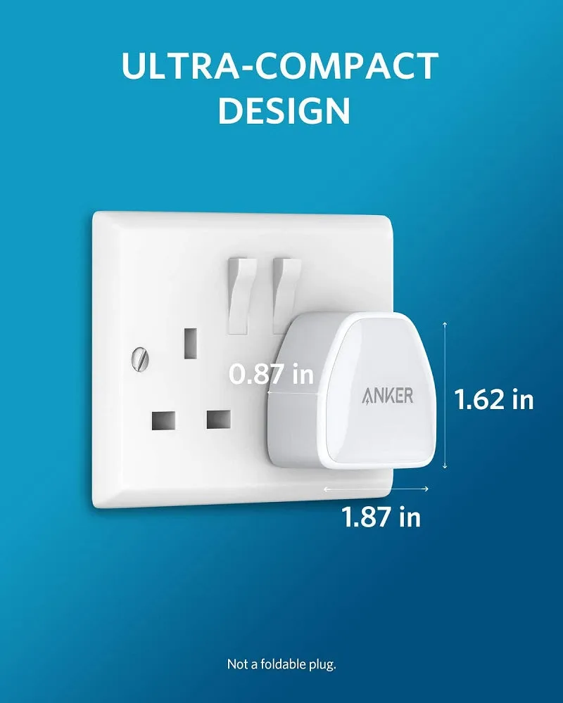 Anker PowerPort III Nano iPhone Charger, 20W PIQ 3.0 Durable Compact Fast Charger, USB-C Charger (White)