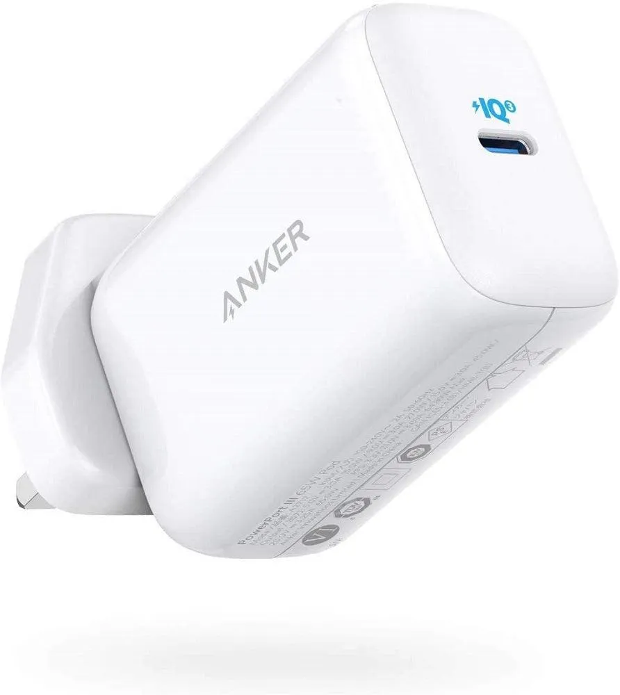 Anker PowerPort III Pod 65W PIQ 3.0 PPS USB C Fast Charger (White)