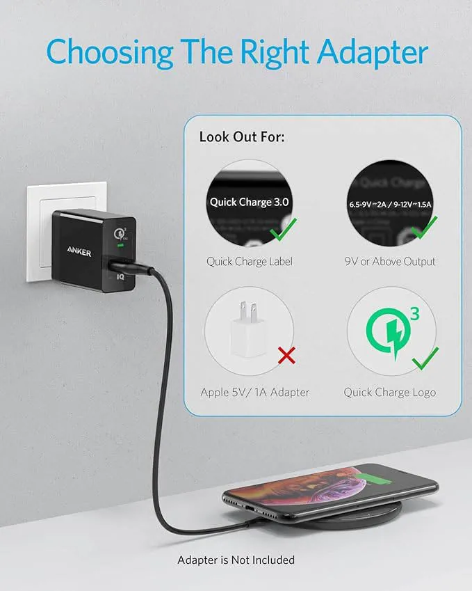 Anker Powerwave Wireless Charging Pad With 4' Micro Usb Cable (Online) - Black