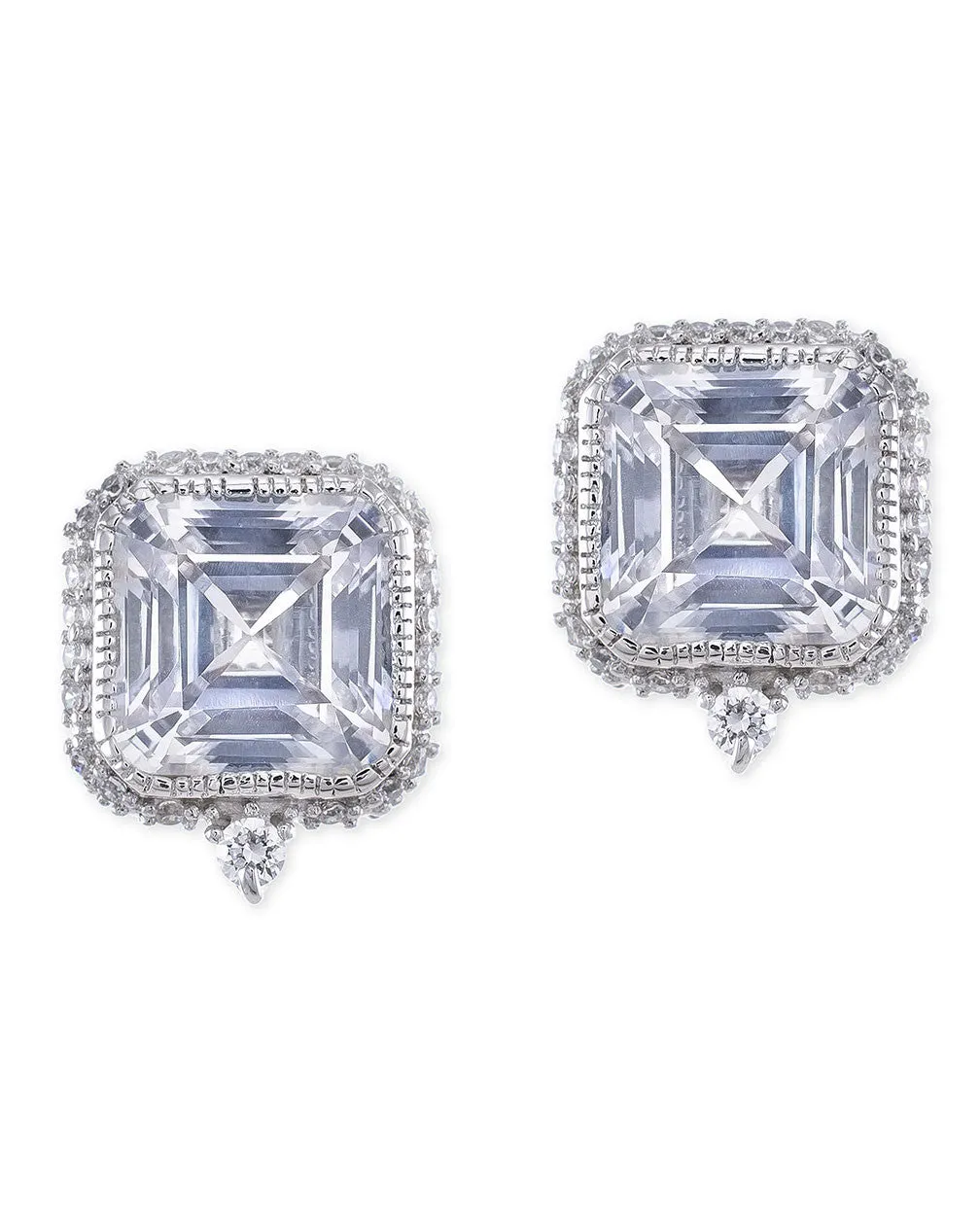 Asscher Cut Pierced Stud Earring