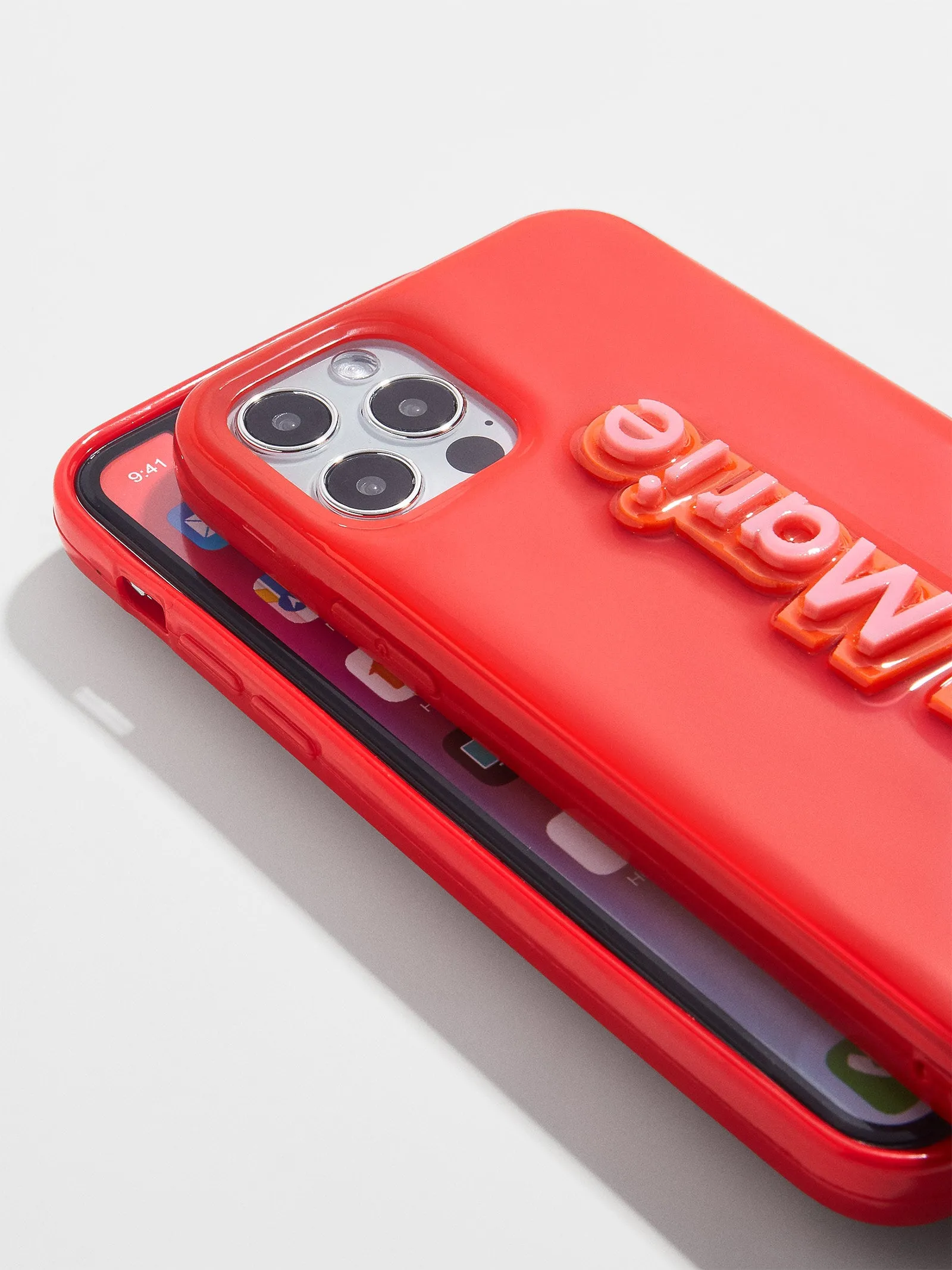 Block Font Custom iPhone Case - Red/Pink