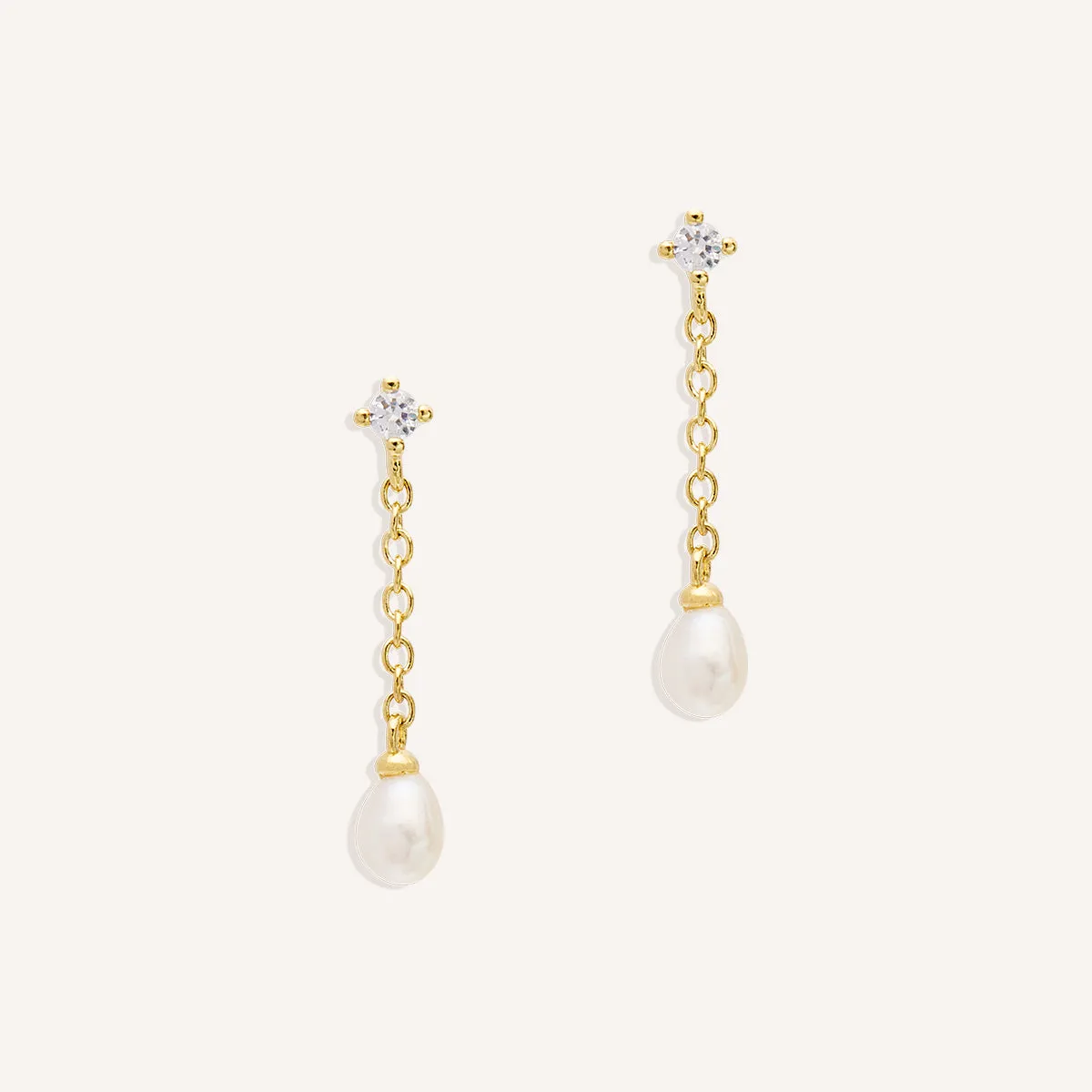 By Charlotte Tear Drop Chain Pearl Earrings, Gold or Silver