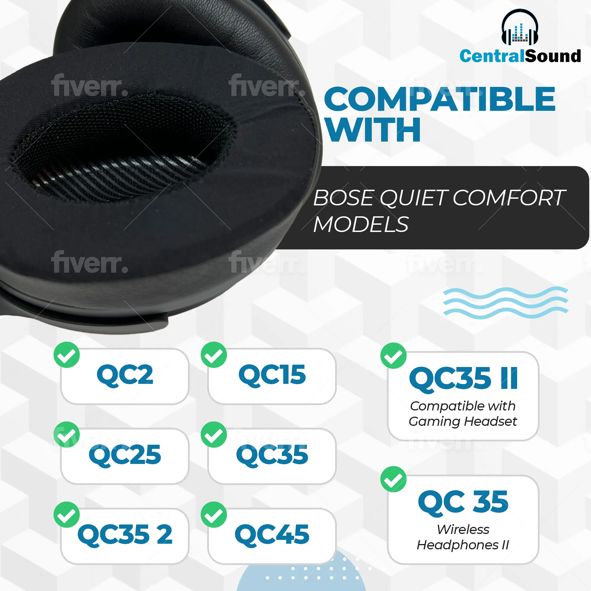 CentralSound Coolers Bose SoundLink Around-Ear Wireless II AE1 AE2 AEII BA2 Cooling Gel Ear Pad Replacement Cushions with Memory Foam