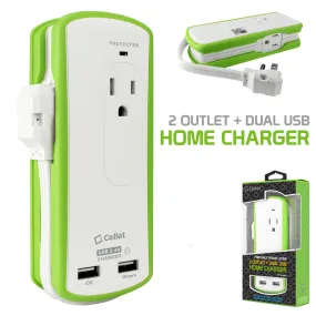 Charger Power Adapter #7 = Compact 2 Outlet Surge Protector   Dual optimized for iPhone USB Ports, 3.4Amp high power output Travel Charger