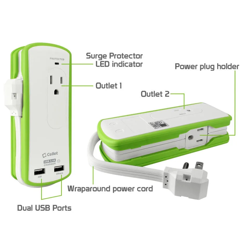 Charger Power Adapter #7 = Compact 2 Outlet Surge Protector   Dual optimized for iPhone USB Ports, 3.4Amp high power output Travel Charger