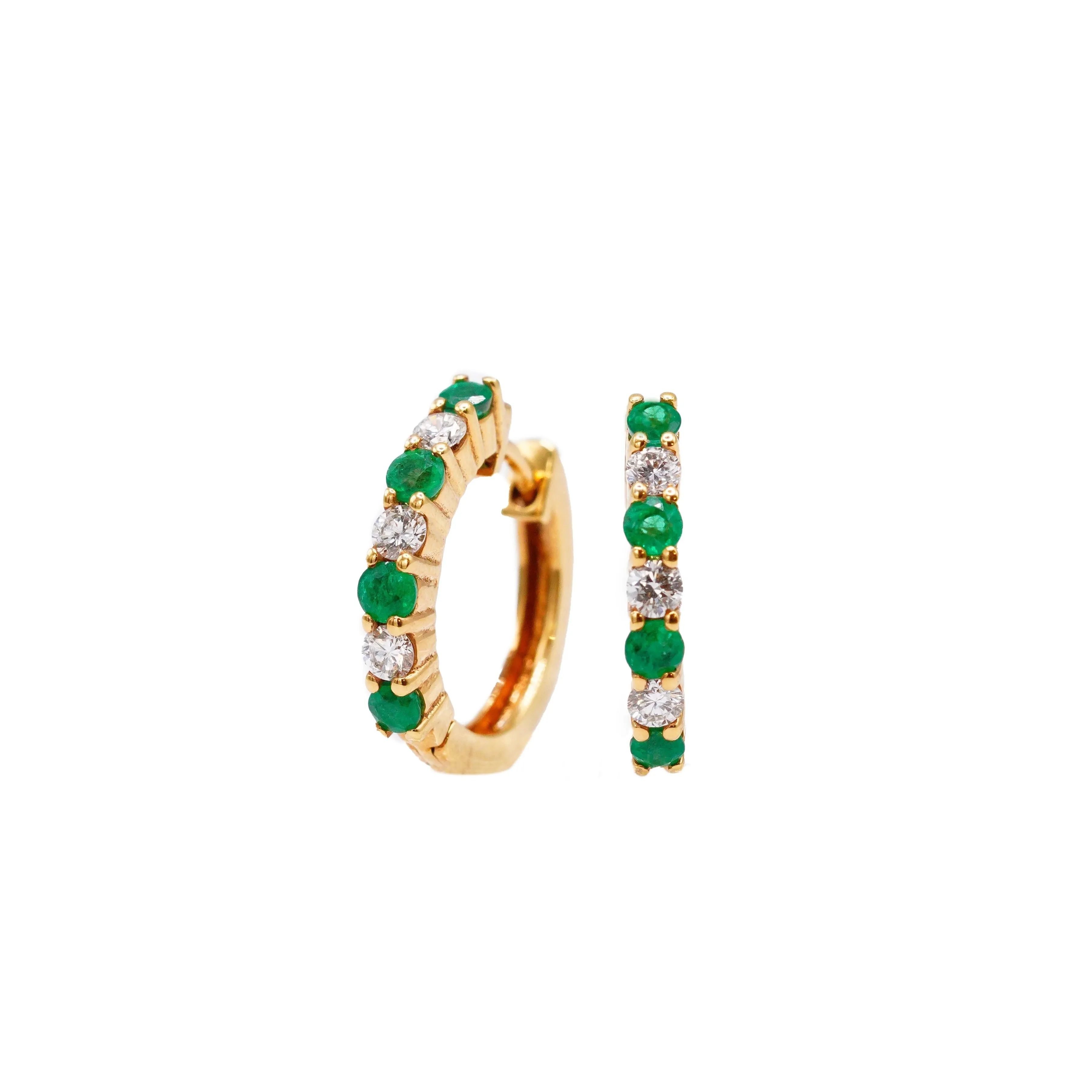 Emerald & Diamond Hoops (pair)