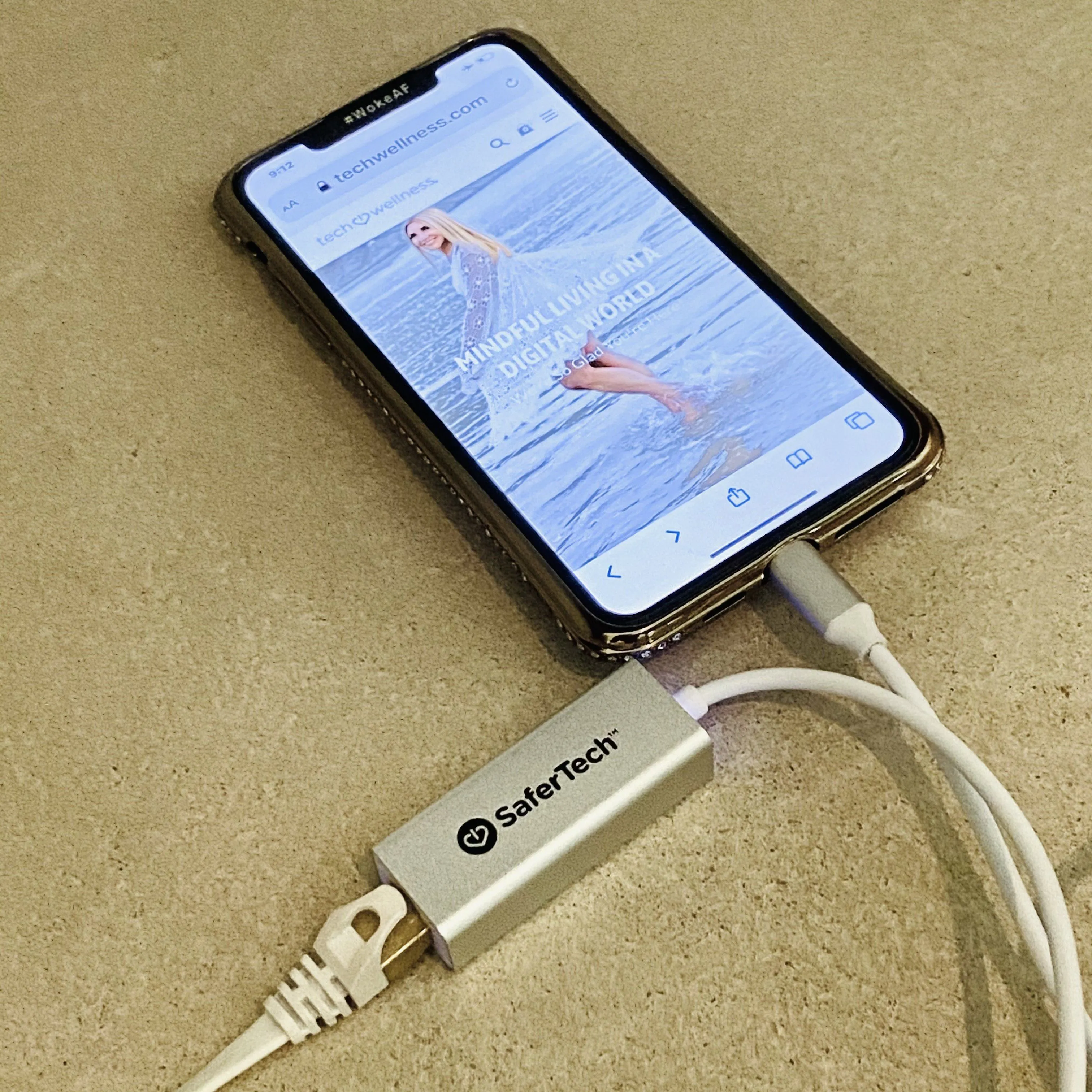 Fast Grounded Lightning Ethernet Adapter. Use iPhone Online with NO Radio Frequency EMF