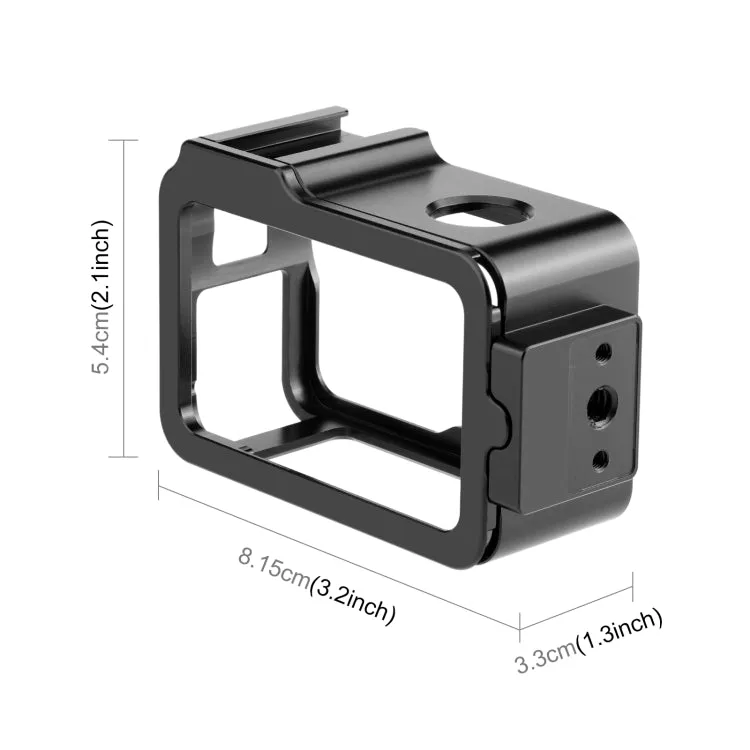 For DJI Osmo Action 4 / 3 PULUZ Metal Cage Expansion Adapter Frame with Cold Shoe (Black)