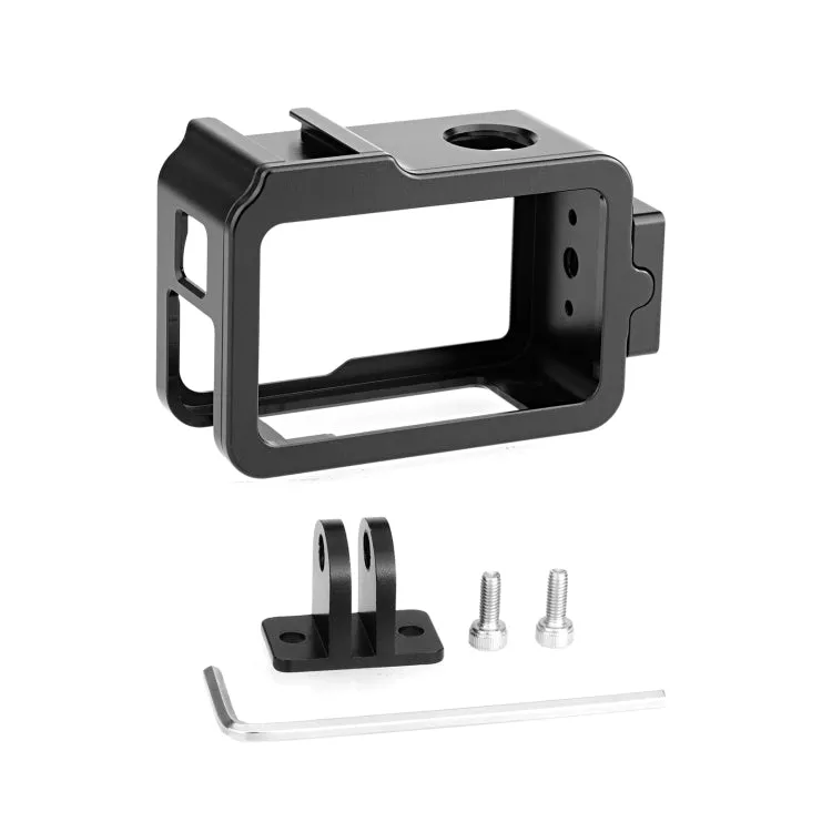 For DJI Osmo Action 4 / 3 PULUZ Metal Cage Expansion Adapter Frame with Cold Shoe (Black)