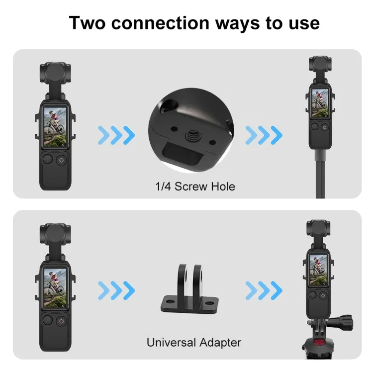 For DJI OSMO Pocket 3 PULUZ Metal Protection Frame Cage Adapter Bracket with Dual Cold Shoes (Black)