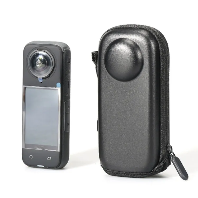 For Insta360 X4 Mini Storage Case PU Bag Sport Camera Protector With Hook(Black)