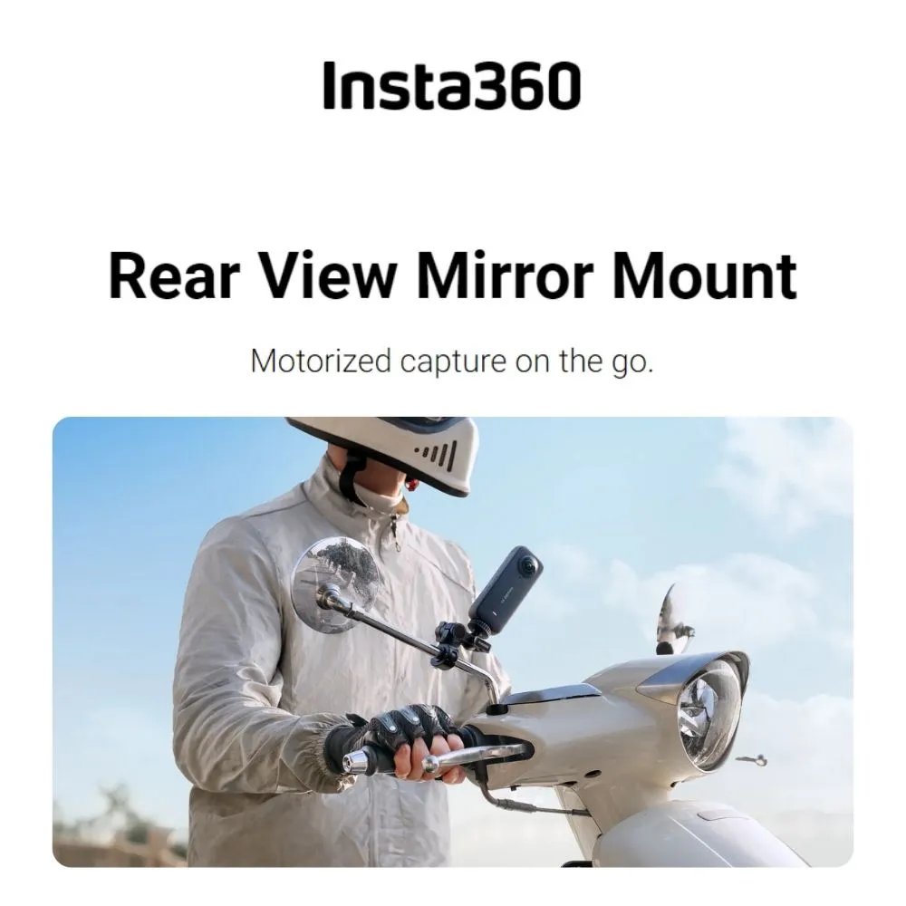 Insta360 Motorcycle Rear View Mirror Mount for Action Camera with Adjustable Clamp and Diameter Adapters for 6mm / 8mm / 10mm / 12mm / 14mm CINSBAVH