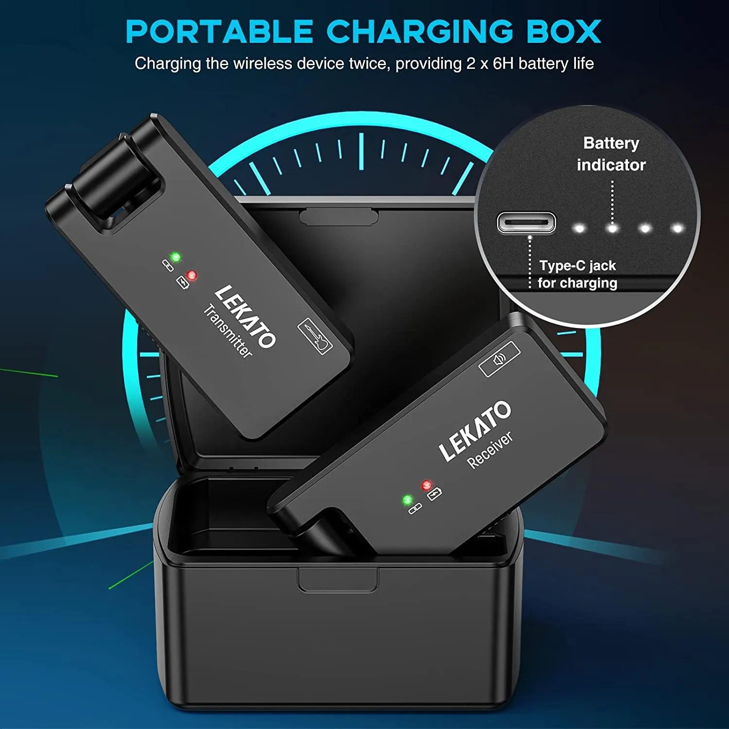 LEKATO WS-100 2.4G Wireless System with Charging Box