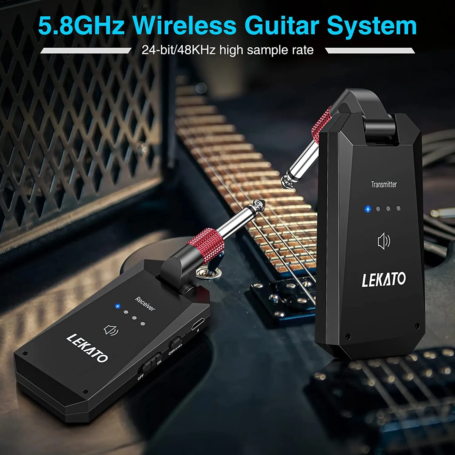 LEKATO WS-90 5.8G Wireless Guitar System Transmitter Receiver