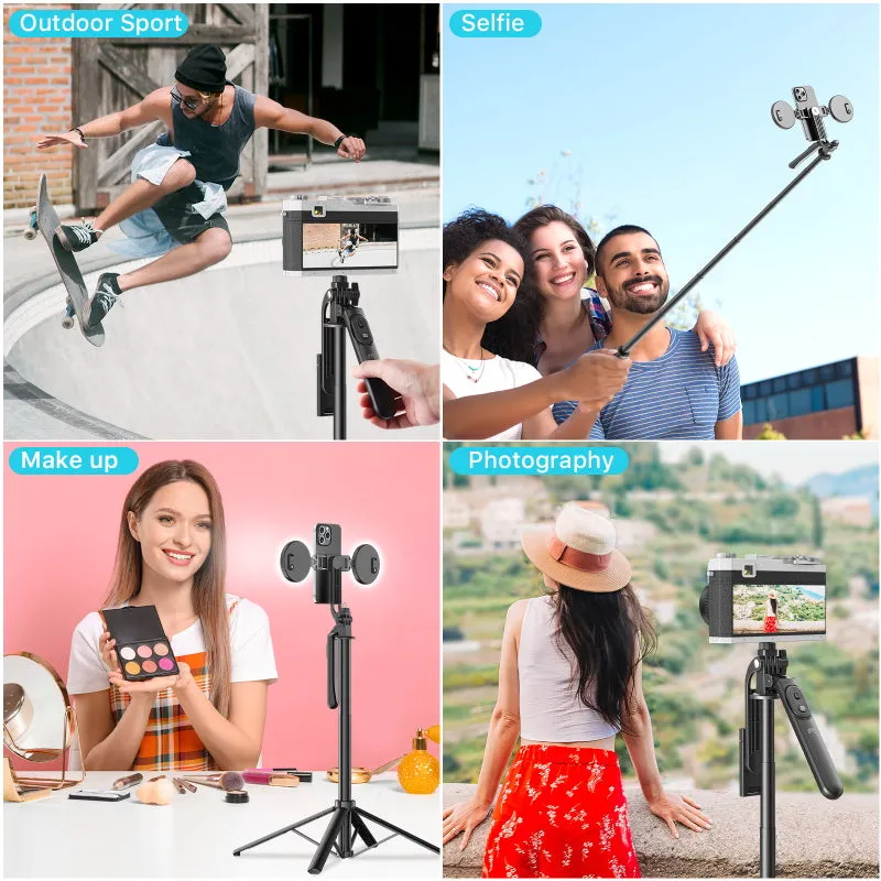 MyBat Pro HaloPod Tripod Selfie Stick with Two Ring Light & Balance Handle - Black