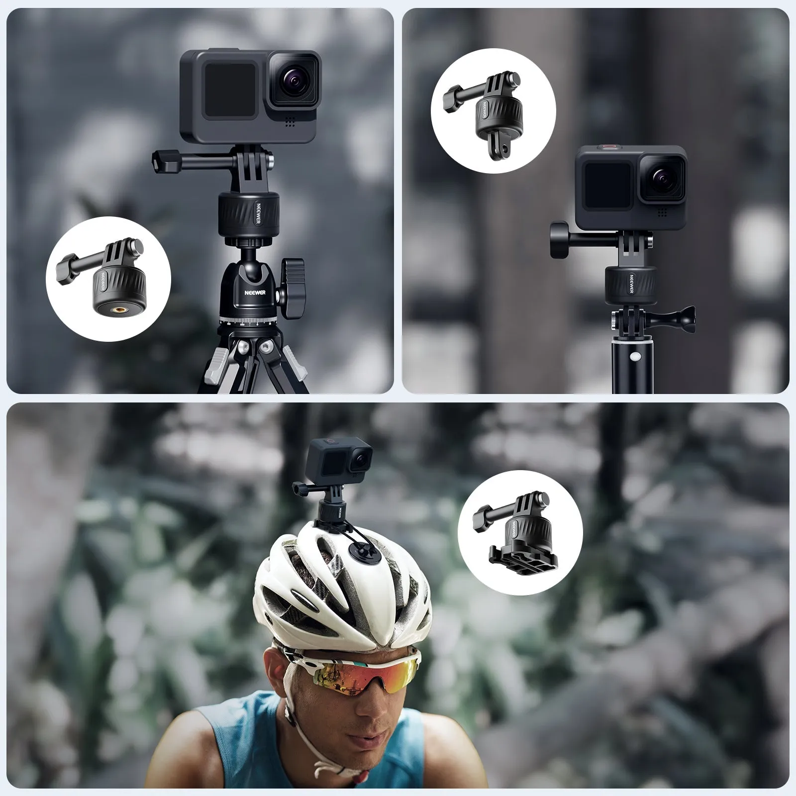 NEEWER GP-21 Magnetic Quick Release Tripod Mount Adapter Set Compatible with GoPro Hero