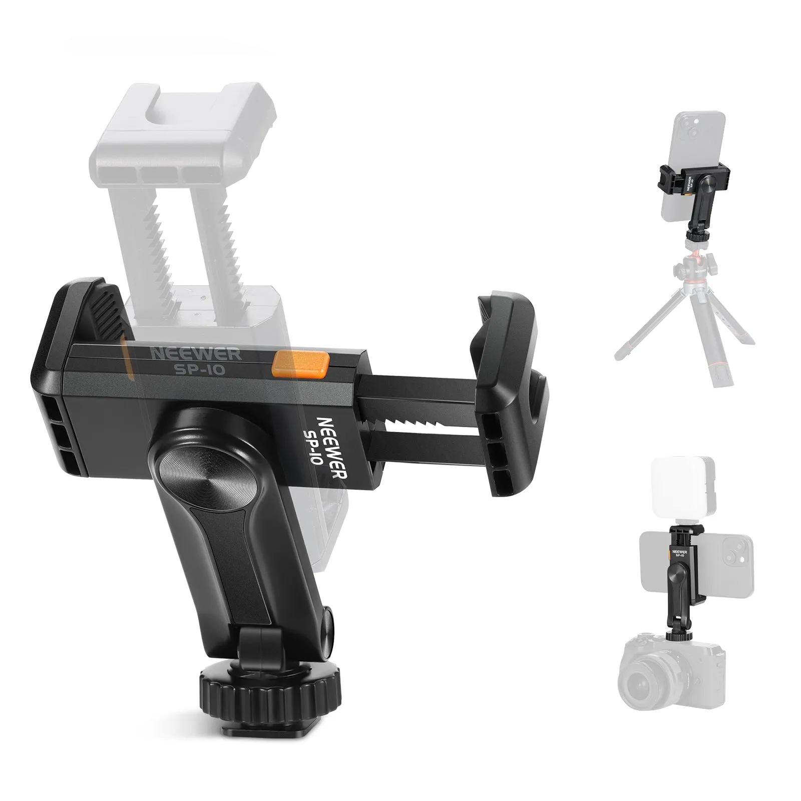 NEEWER SP-10 Phone Tripod Mount Holder with 1/4" Thread & Cold Shoe