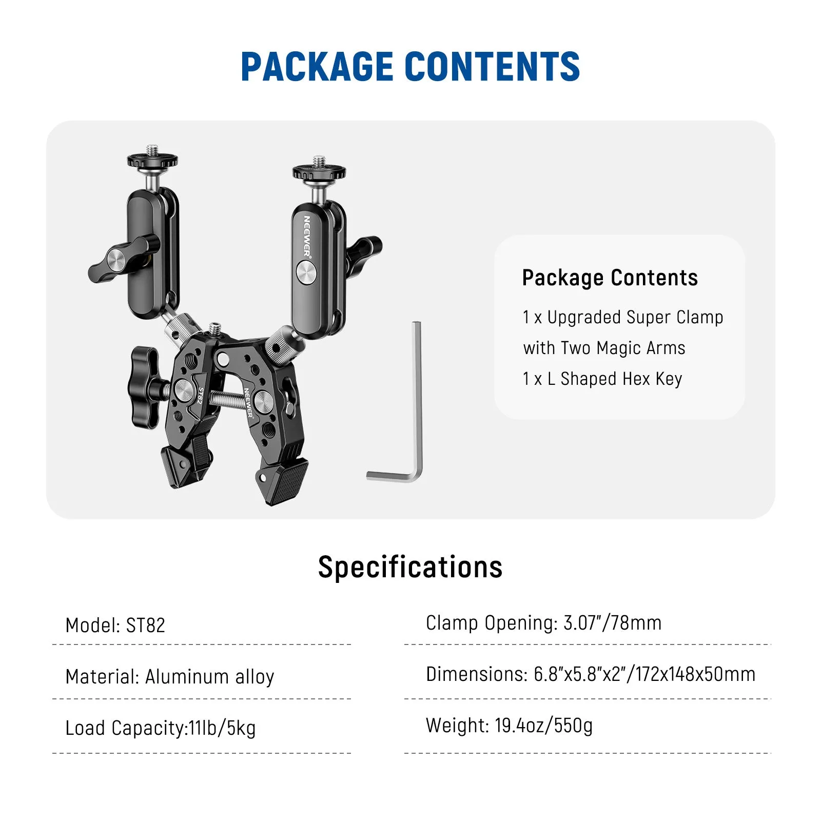 NEEWER ST82 Heavy Duty Super Clamp