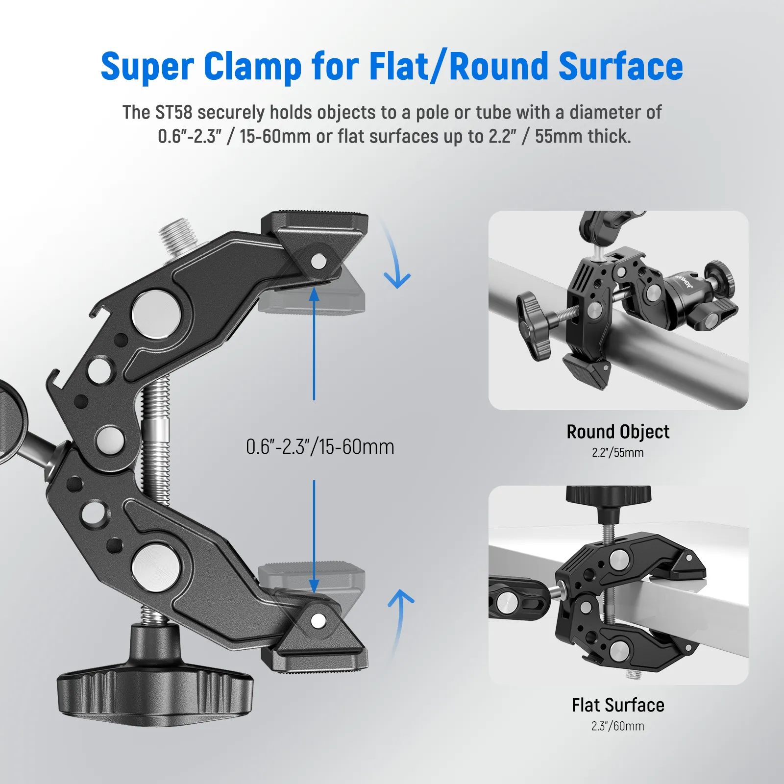 NEEWER ST85 Super Clamp with 3" Dual Ballhead Magic Arm