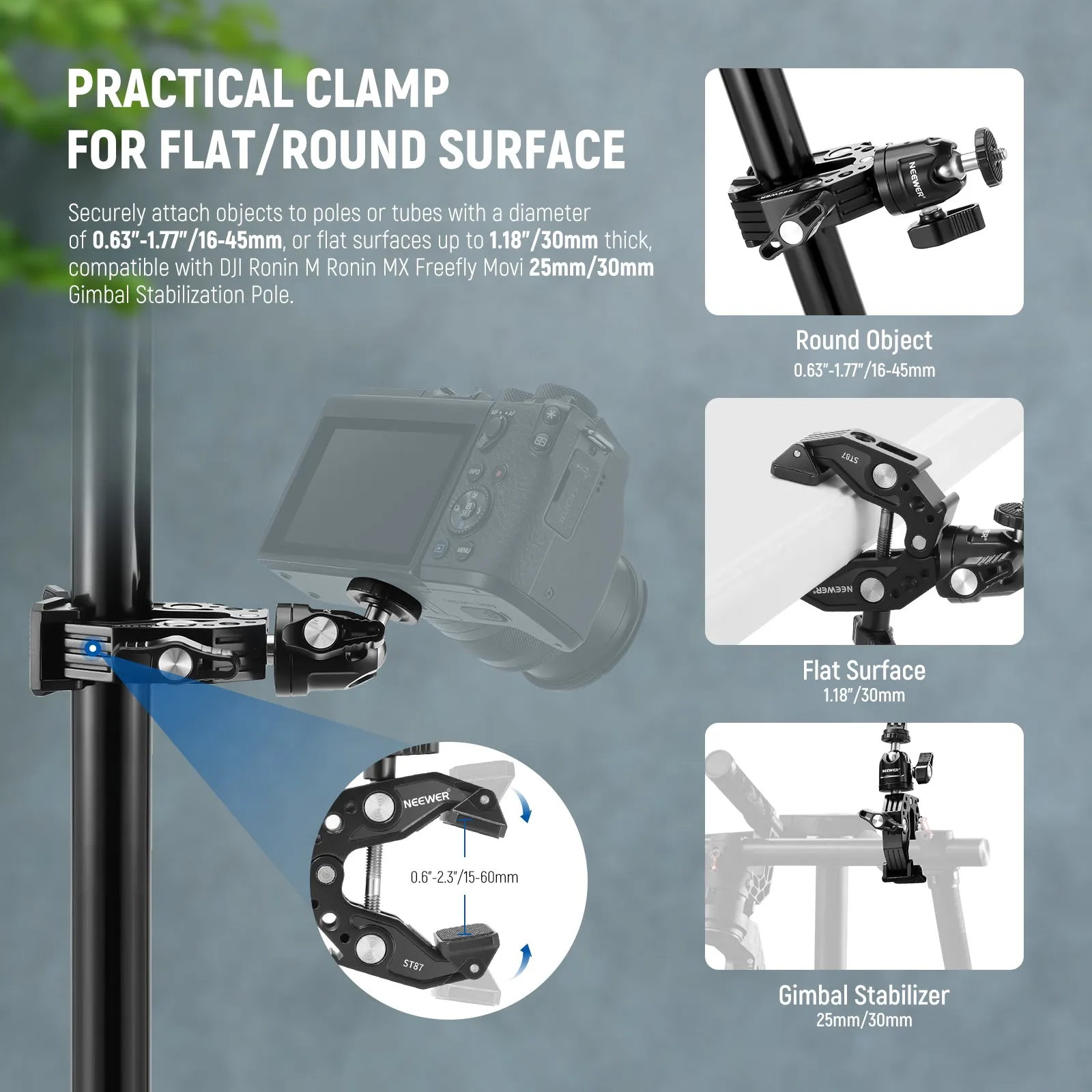 NEEWER ST87 Super Clamp with Ball Head