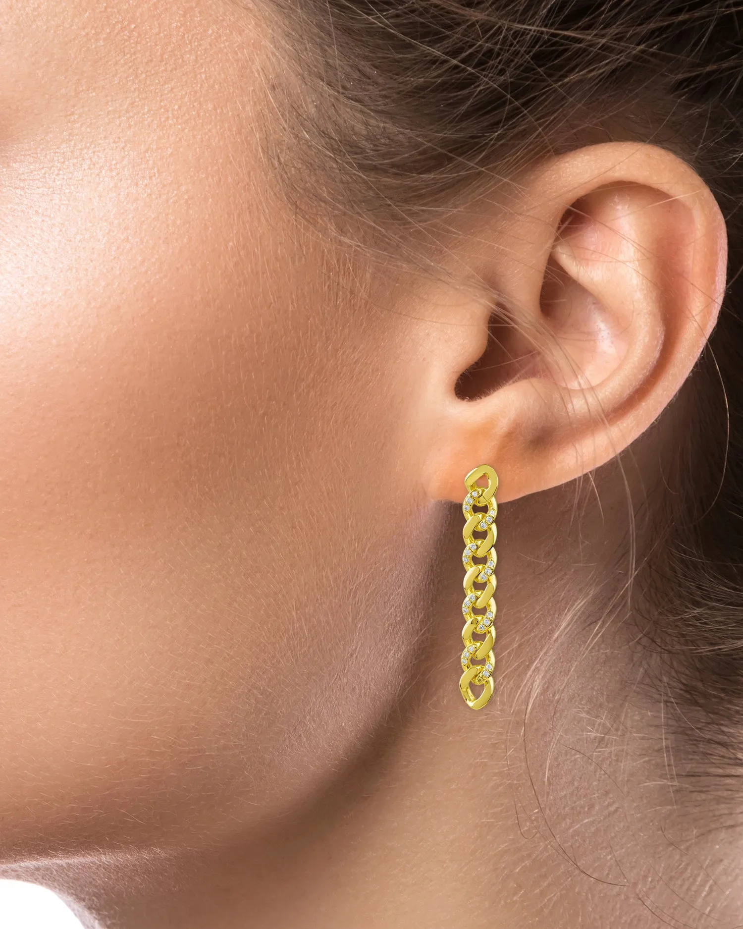 Pave Chain Drop Earrings