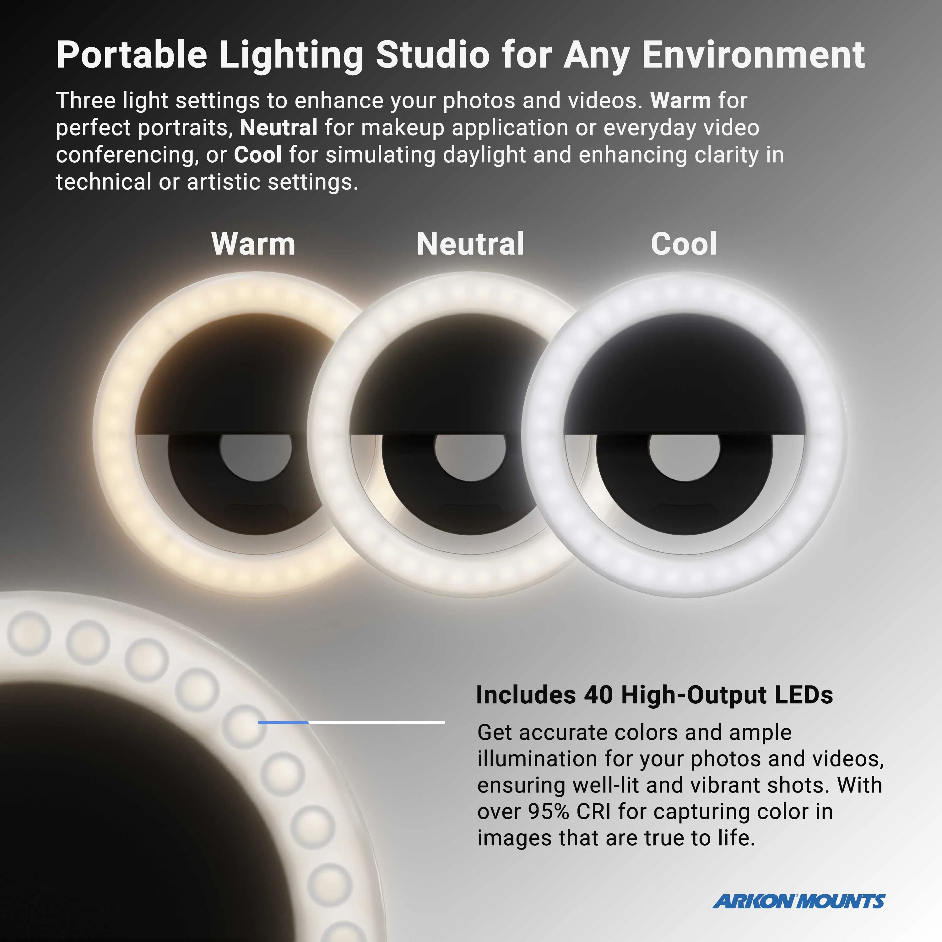 Rechargeable Clip-On LED Ring Light