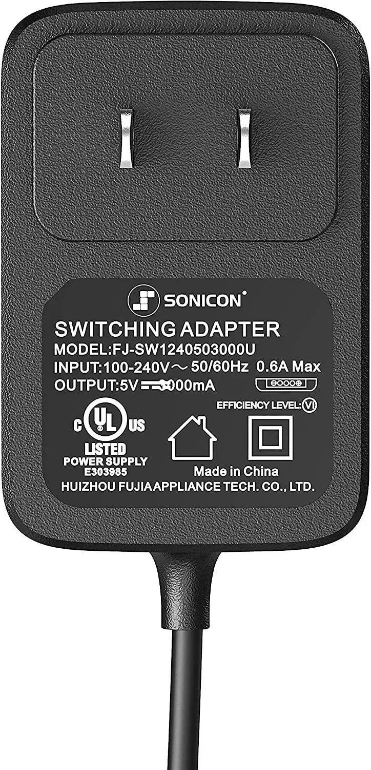 Sonicon Power Supply Charger AC Adapter Micro USB Type C w/ Power On/Off Switch & USB C Adapter for Raspberry Pi 3, 4 - 3.3ft