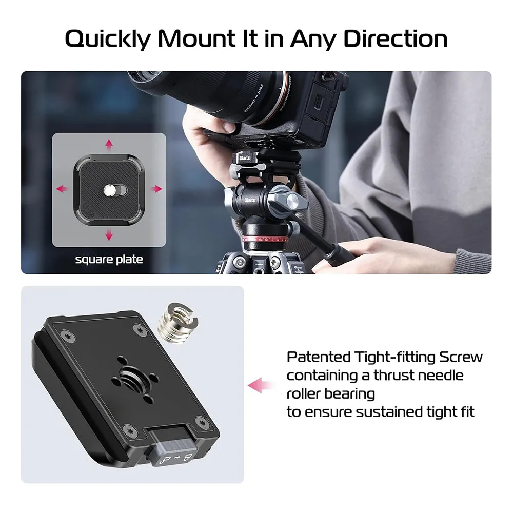 Ulanzi Uka Quick Release Plate & Base Mount with Safety Lock - 20kg Load Capacity for Cameras, Tripods, Monopods, Gimbals, Straps, Grips, and Selfie Sticks | C007 C017 C018