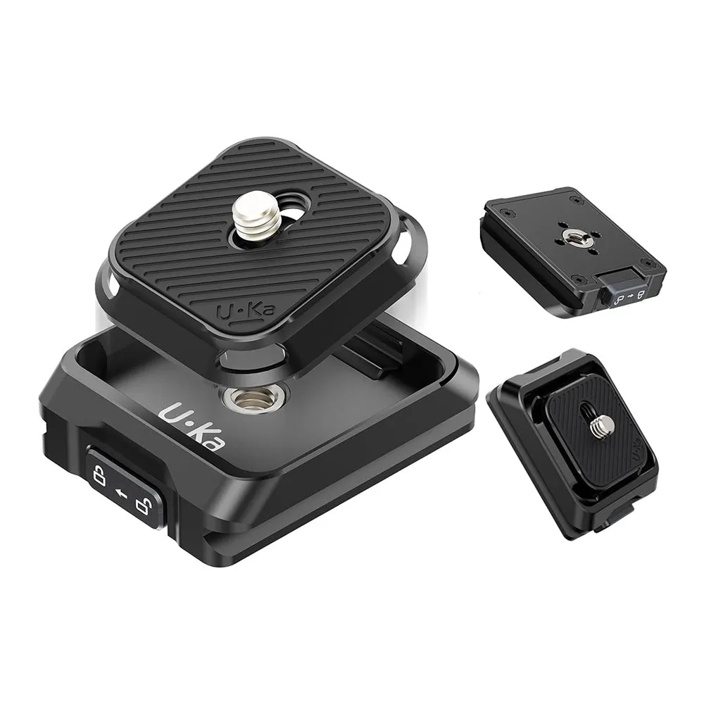 Ulanzi Uka Quick Release Plate & Base Mount with Safety Lock - 20kg Load Capacity for Cameras, Tripods, Monopods, Gimbals, Straps, Grips, and Selfie Sticks | C007 C017 C018