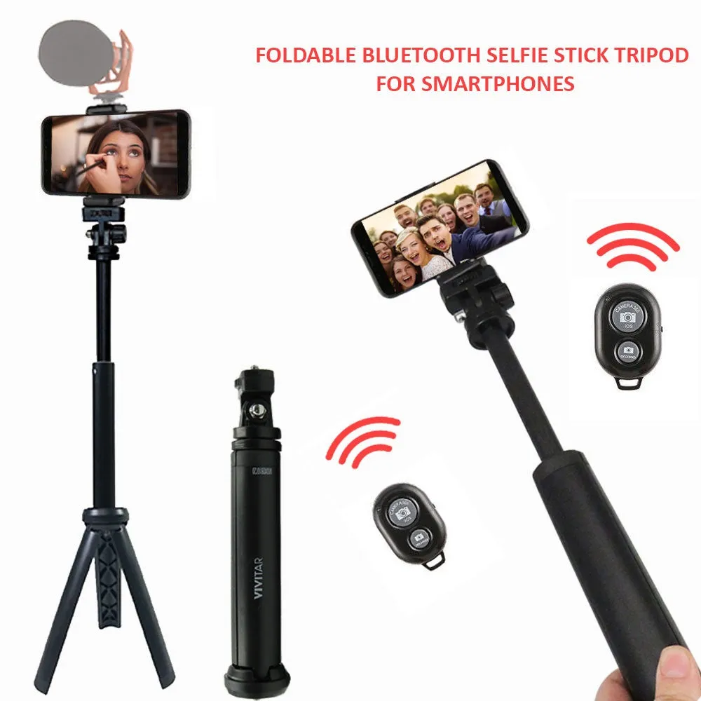 Vivitar 13 Inch Foldable Pocket Tripod with Wireless Remote and Smart Phone Bracket