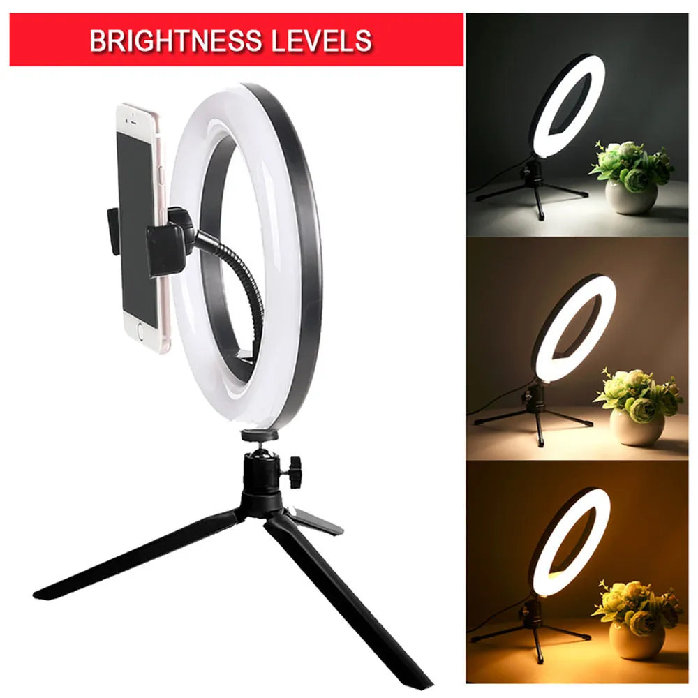 Vivitar 8 Inch LED VIV-RL8KIT Ring Light Dimmable Lamp for Smartphone with Tripod Mount Stand