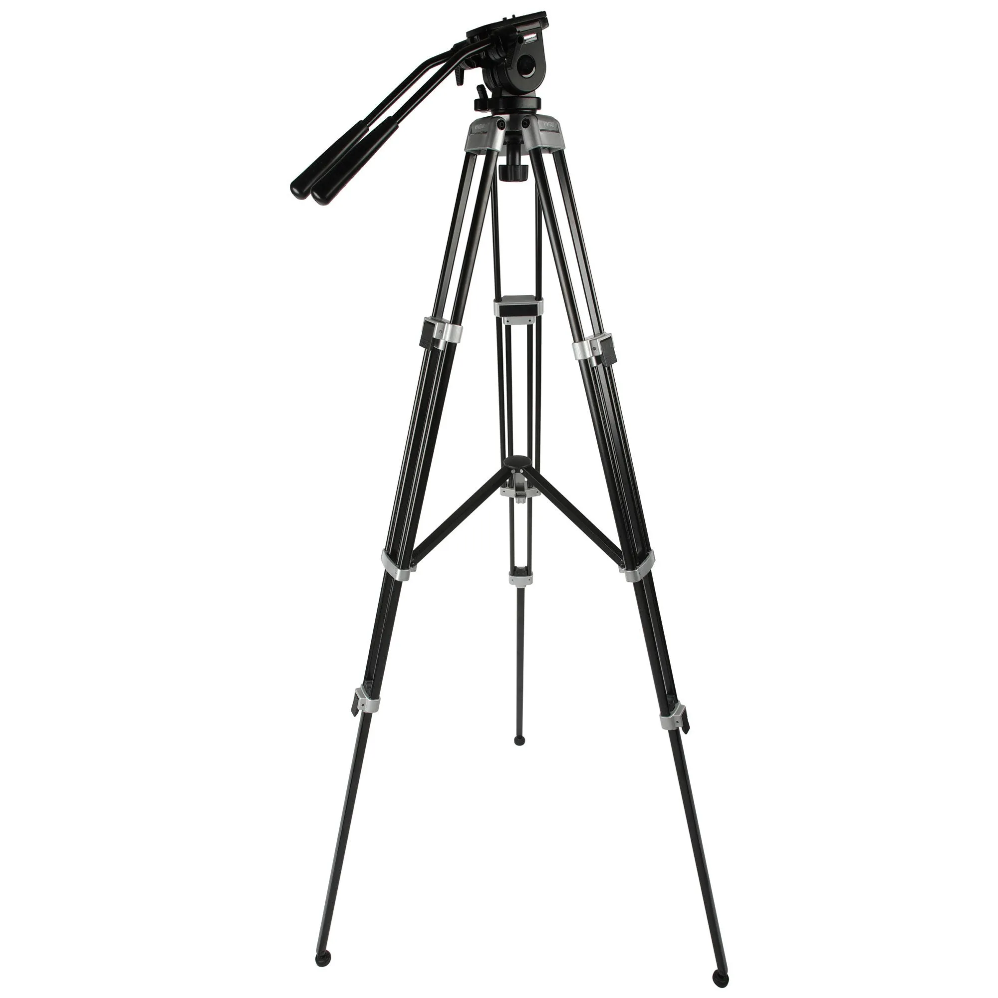 Vivitar Cinema Series 75" Aluminum Alloy Tripod Twin Handle Control Two-Way Fluid Head 360° Panning 30lbs Load Capacity