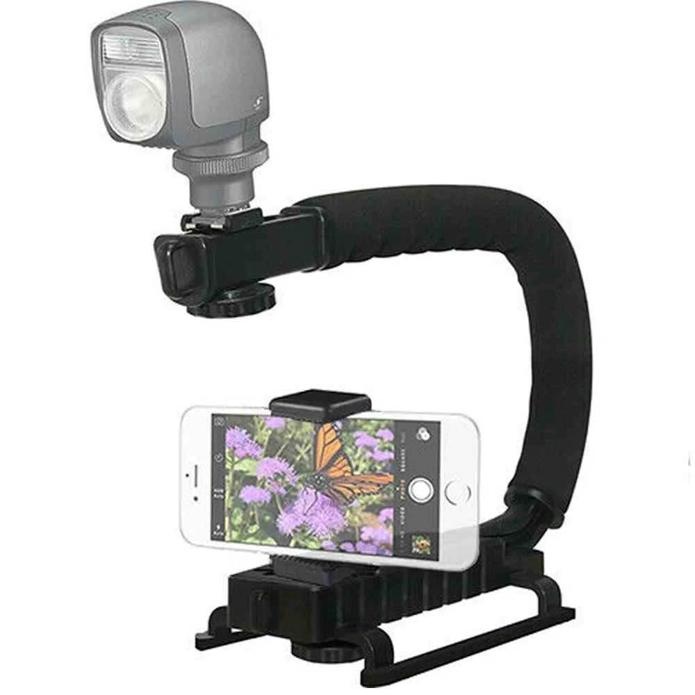 Vivitar DSLR and Smartphone Action Sports Grip With Universal Phone Clamp and Cold Shoe Mount for Microphone or Light