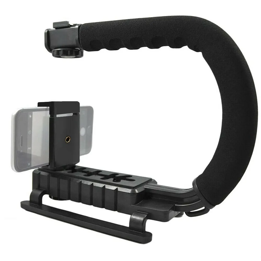 Vivitar DSLR and Smartphone Action Sports Grip With Universal Phone Clamp and Cold Shoe Mount for Microphone or Light