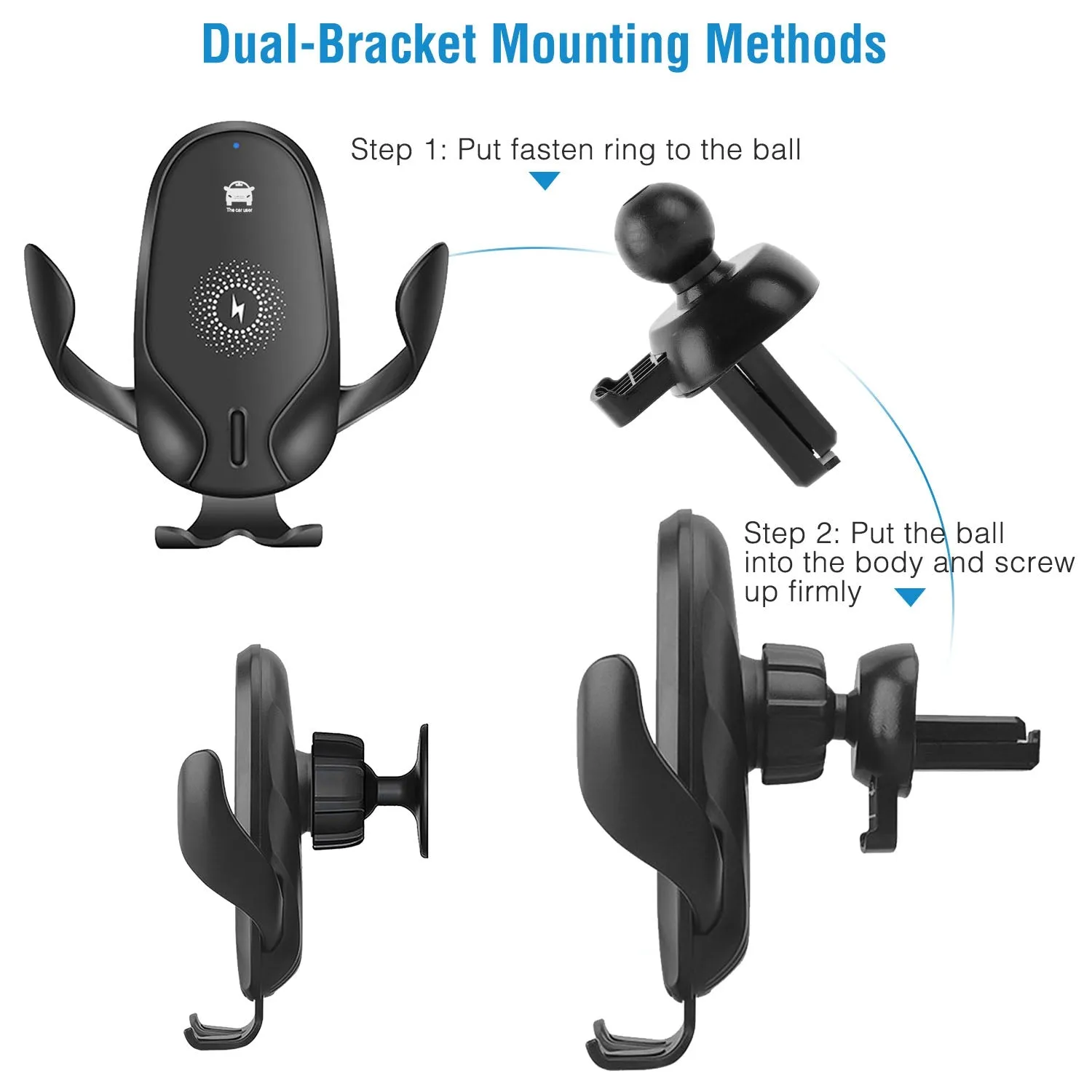 Wireless Car Charger 15W Qi Fast Charging Car Mount